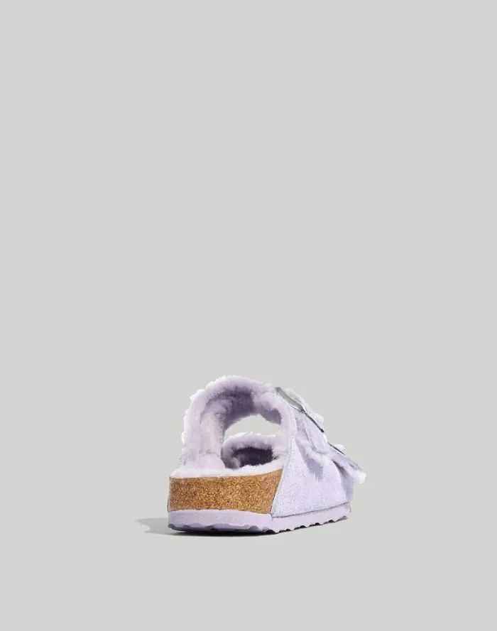 Women Birkenstock Suede Arizona Sandals In Shearling Purple Fog Suede Madewell Sandals