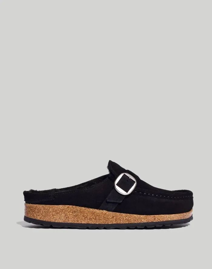 Women Birkenstock Suede Buckley Clogs In Shearling Black Suede Shearing Madewell Flats and Loafers Women Birkenstock Suede Buckley Clogs In Shearling Black Suede Shearing Madewell Flats and Loafers