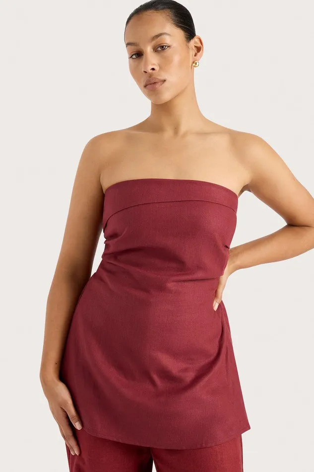 Women Boe Tunic Top Wine Faithfull The Brand Tops Women Boe Tunic Top Wine Faithfull The Brand Tops