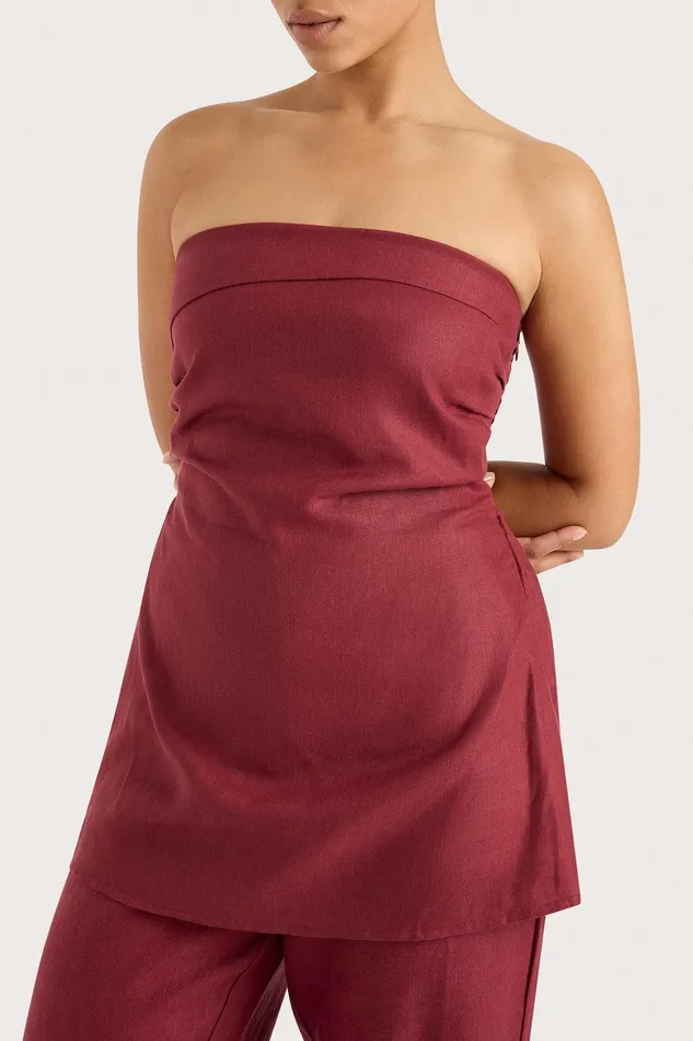 Women Boe Tunic Top Wine Faithfull The Brand Tops Women Boe Tunic Top Wine Faithfull The Brand Tops