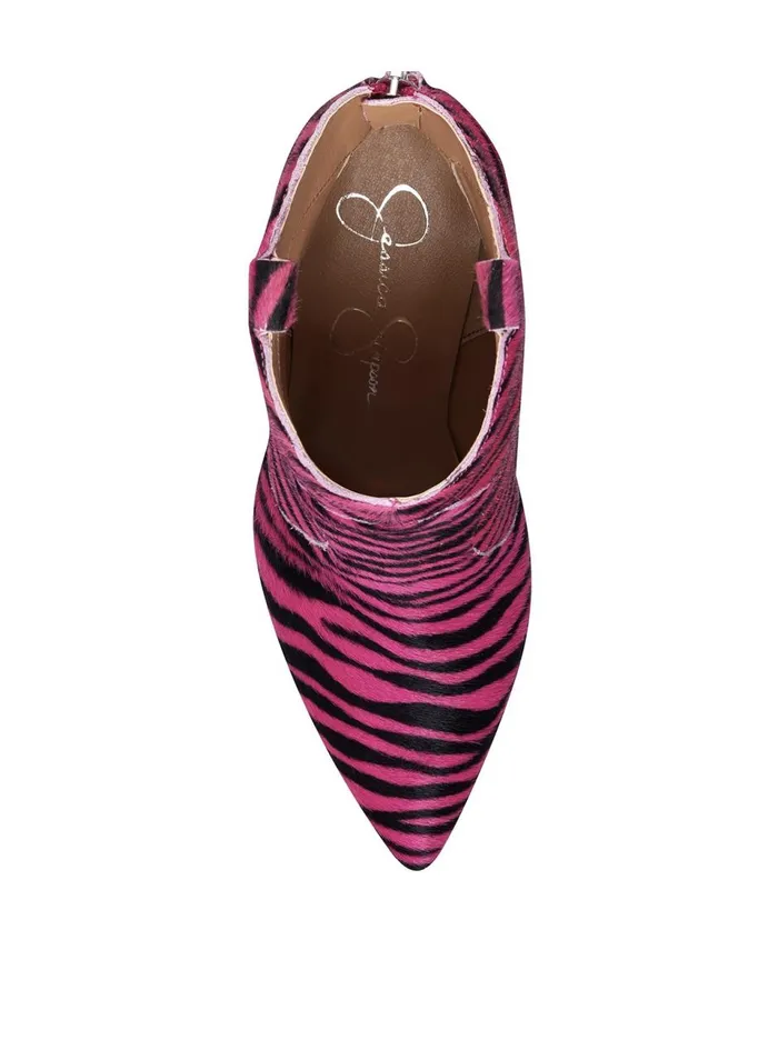 Women Boots and Booties Jessica Simpson Pixillez Western Bootie In Bright Pink Zebra Bright Pink Zebra