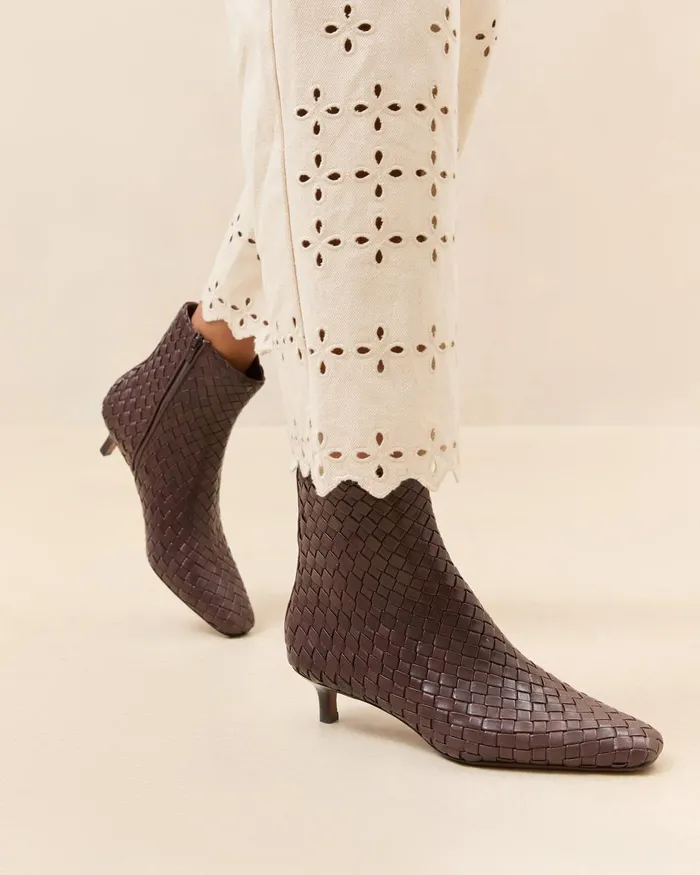 Women Boots Loeffler Randall Marcella Espresso Woven Ankle Boot Women Boots Loeffler Randall Marcella Espresso Woven Ankle Boot