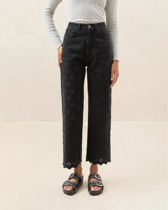Women Bottoms Loeffler Randall Demi Embroidered Pant