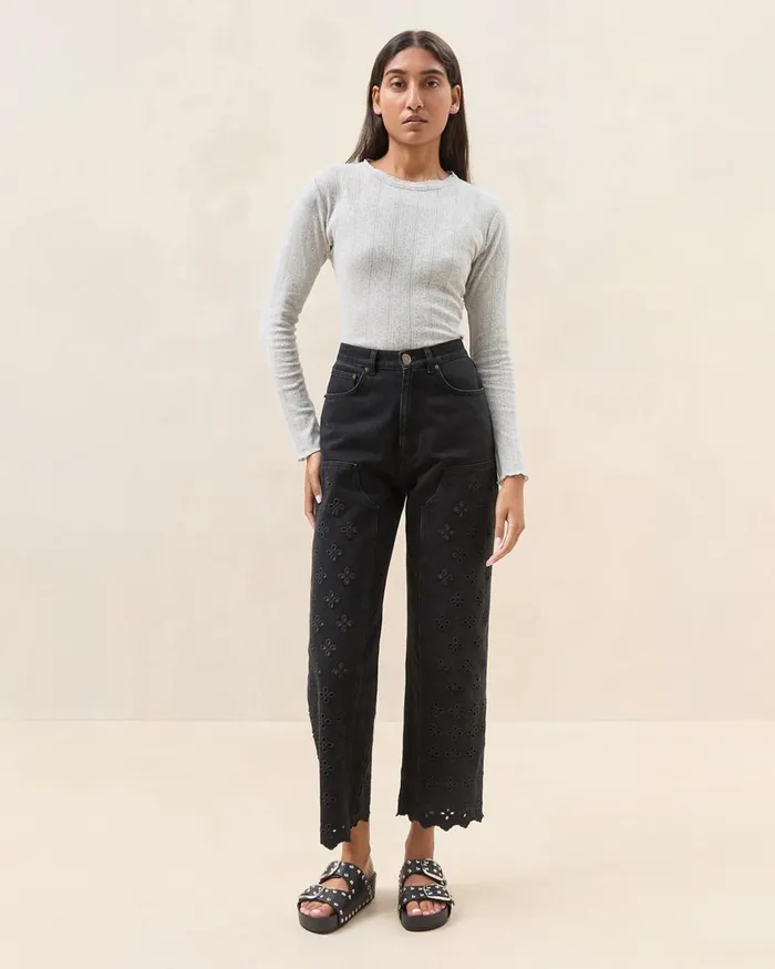 Women Bottoms Loeffler Randall Demi Embroidered Pant Women Bottoms Loeffler Randall Demi Embroidered Pant