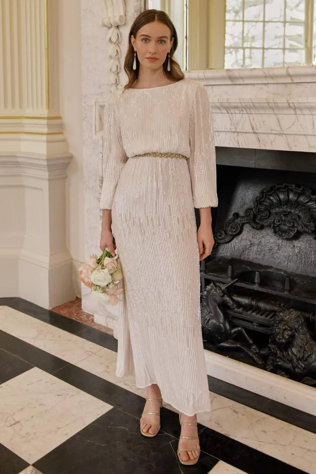Women Bridal Party RIXO Coco Ivory Sequin