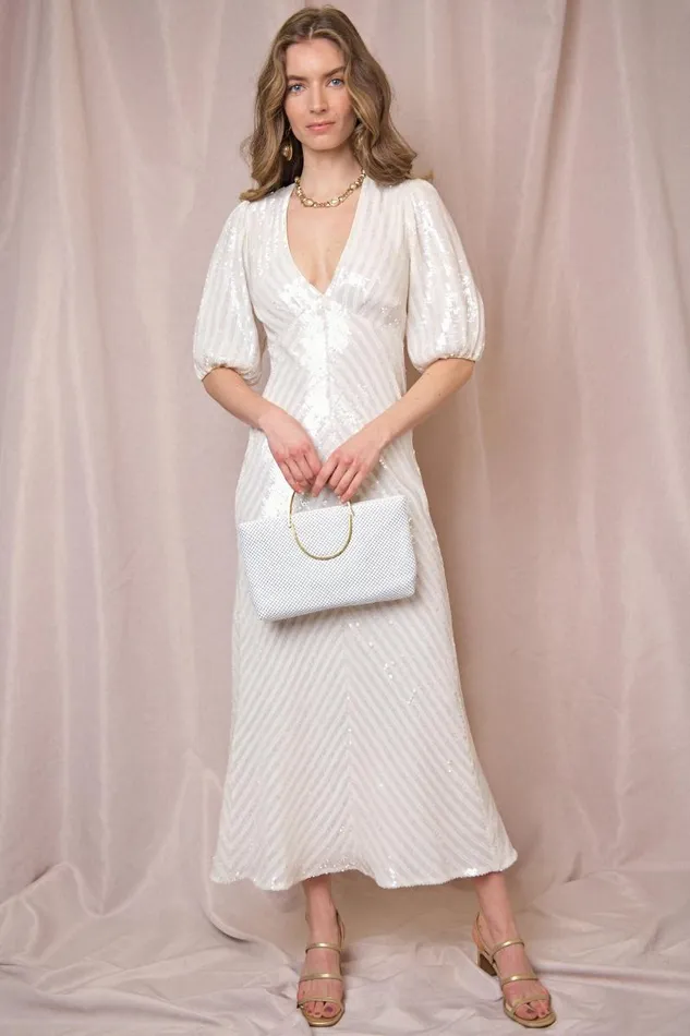 Women Bridal Party RIXO Steph Ivory Sequin