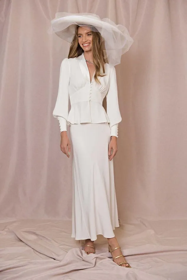 Women Bridal RIXO Adeline Satin Back Silk Crepe Women Bridal RIXO Adeline Satin Back Silk Crepe