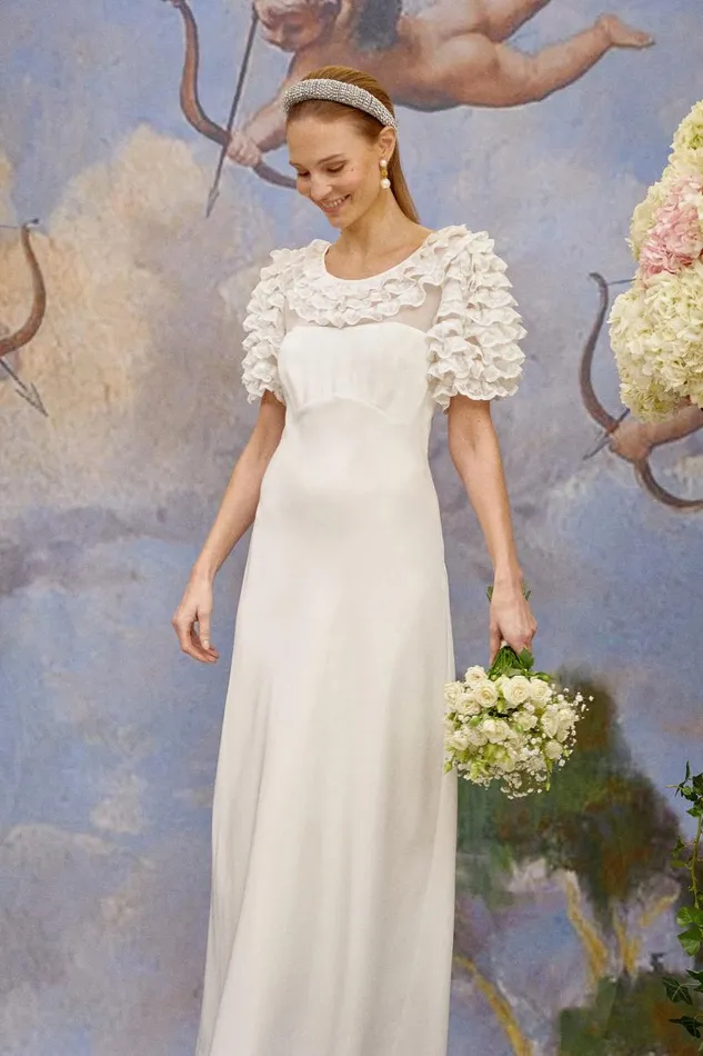 Women Bridal RIXO Cordette Satin Back Silk Crepe