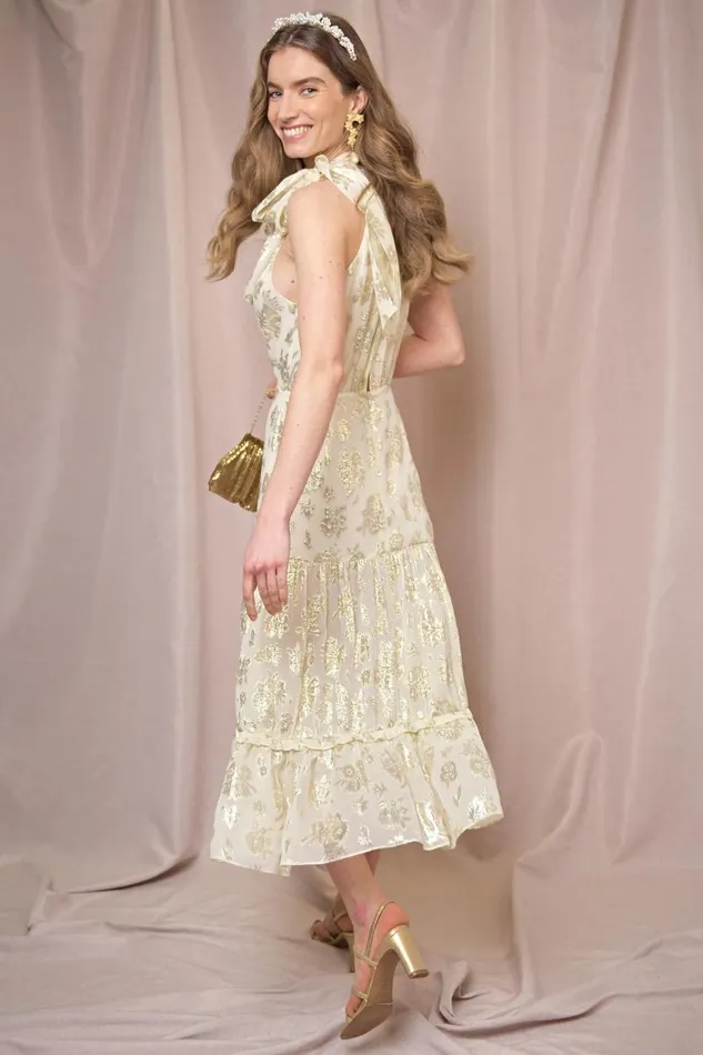 Women Bridal RIXO Eleanor Gold Lurex Jacquard Women Bridal RIXO Eleanor Gold Lurex Jacquard