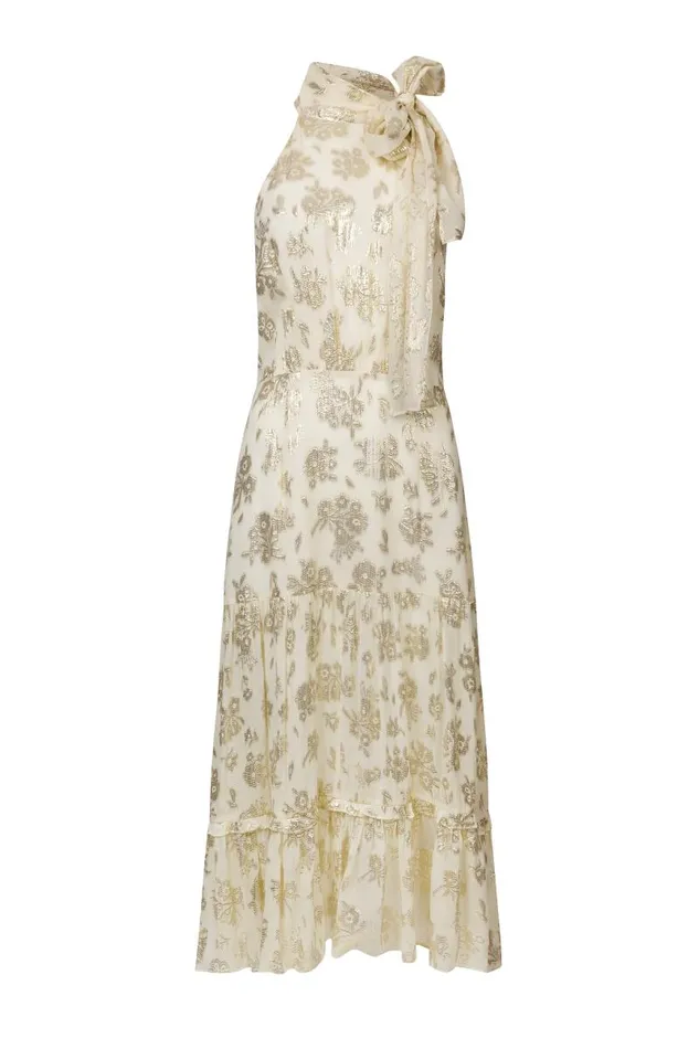 Women Bridal RIXO Eleanor Gold Lurex Jacquard Women Bridal RIXO Eleanor Gold Lurex Jacquard