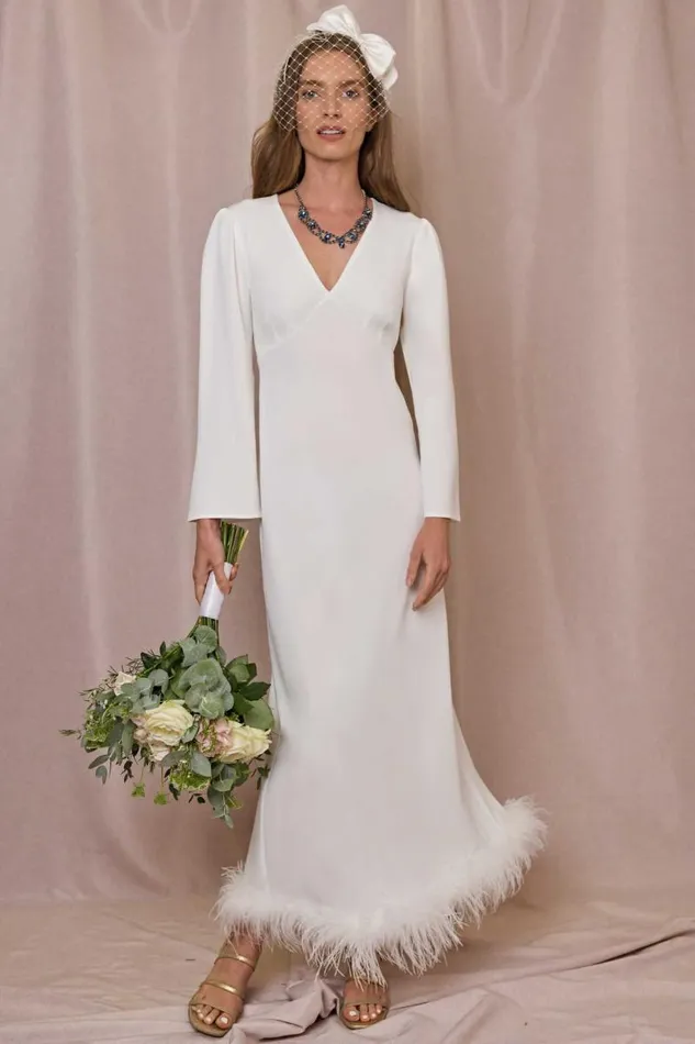 Women Bridal RIXO Mya Ivory Feathers Women Bridal RIXO Mya Ivory Feathers