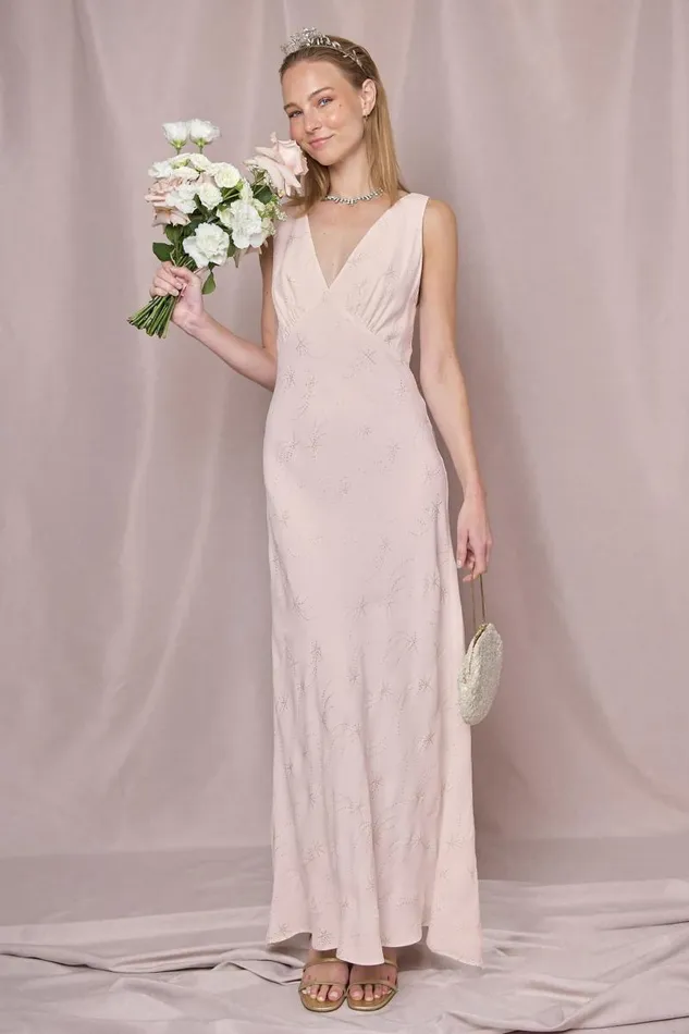 Women Bridal RIXO Sandrine Glitter Star Blush