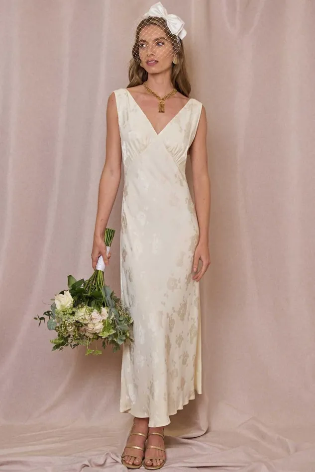 Women Bridal RIXO Sandrine Ivory Poppy Jacquard Women Bridal RIXO Sandrine Ivory Poppy Jacquard