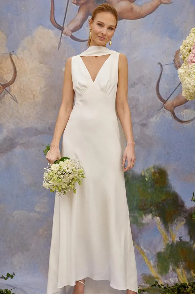 Women Bridal RIXO Zeta Satin Back Silk Crepe Women Bridal RIXO Zeta Satin Back Silk Crepe