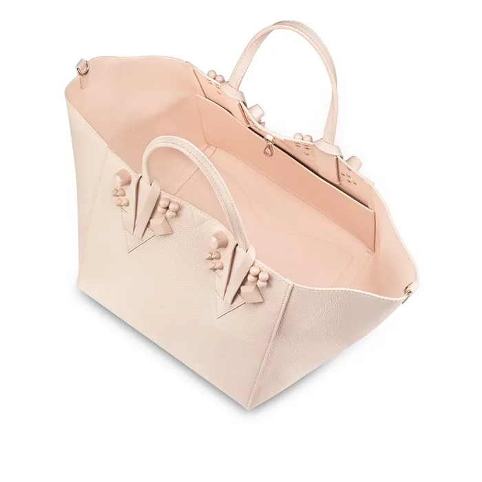 Women Cabachic Small Tote Bag 8211 Grained Calf Leather And Spikes Couronnes 8211 Leche Leche Christian Louboutin Totes