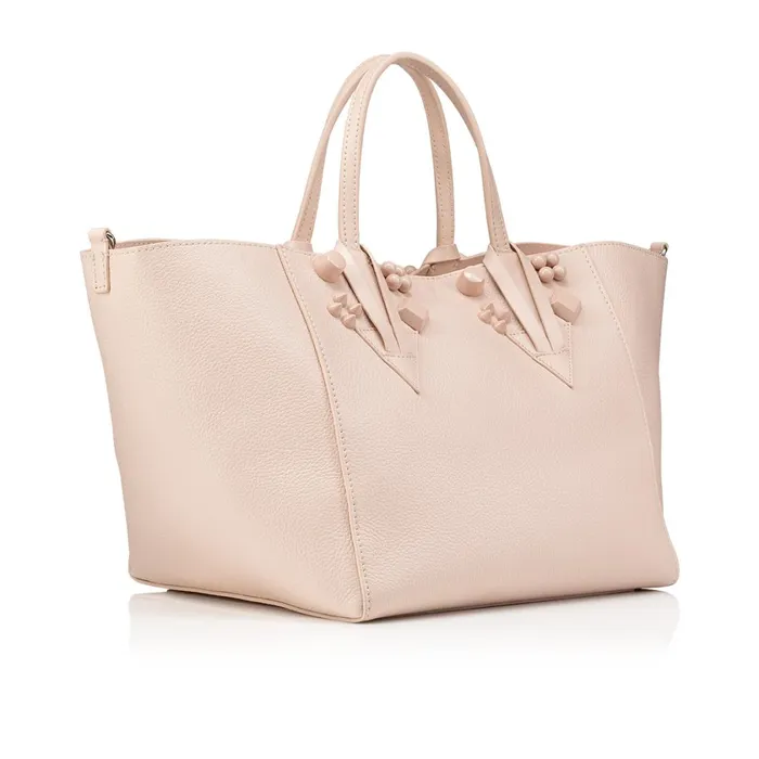 Women Cabachic Small Tote Bag 8211 Grained Calf Leather And Spikes Couronnes 8211 Leche Leche Christian Louboutin Totes