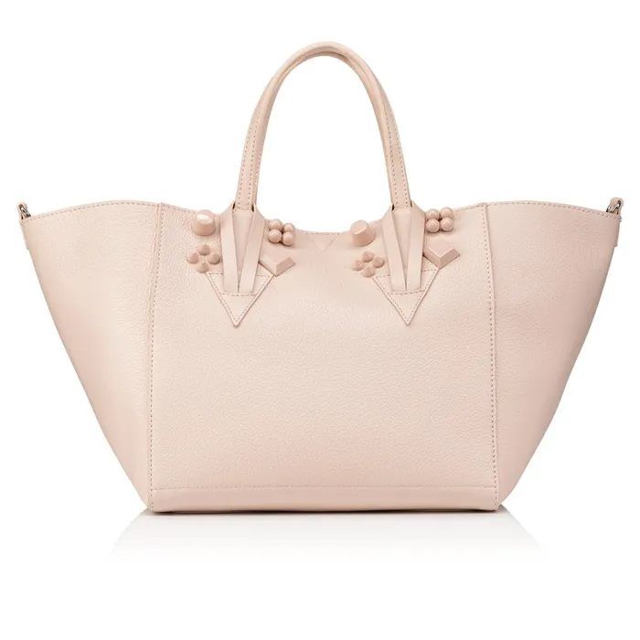 Women Cabachic Small Tote Bag 8211 Grained Calf Leather And Spikes Couronnes 8211 Leche Leche Christian Louboutin Totes