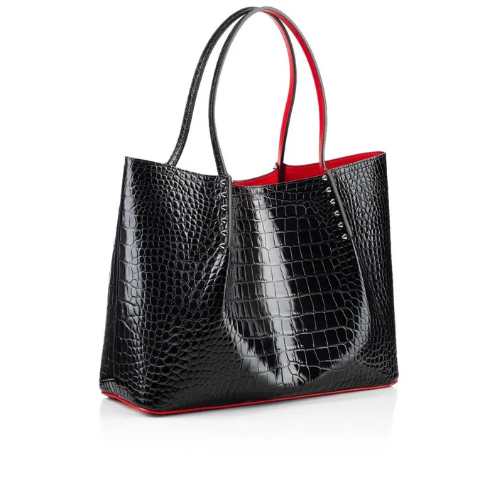 Women Cabarock Large Tote Bag 8211 Alligator Embossed Calf Leather And Spikes 8211 Black Black Christian Louboutin Totes