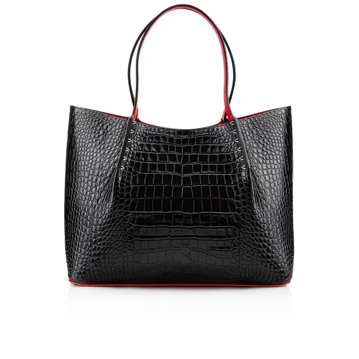 Women Cabarock Large Tote Bag 8211 Alligator Embossed Calf Leather And Spikes 8211 Black Black Christian Louboutin Totes