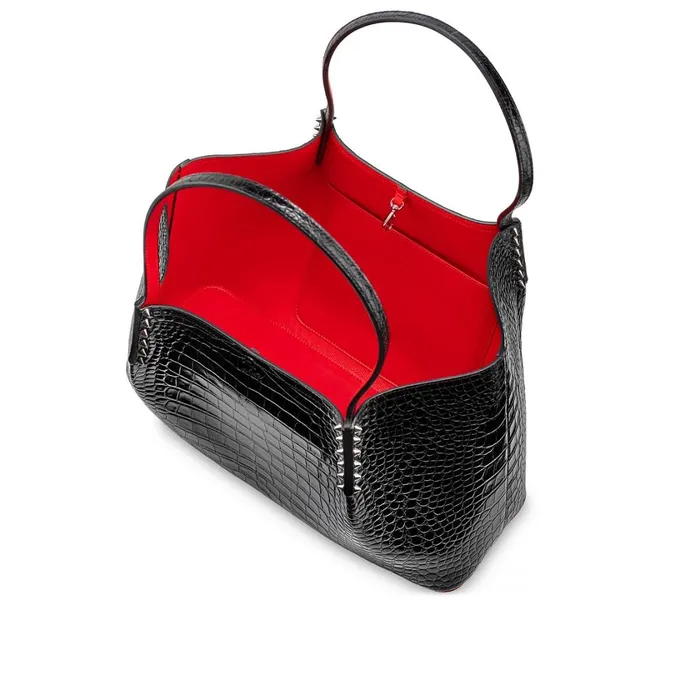 Women Cabarock Large Tote Bag 8211 Alligator Embossed Calf Leather And Spikes 8211 Black Black Christian Louboutin Totes