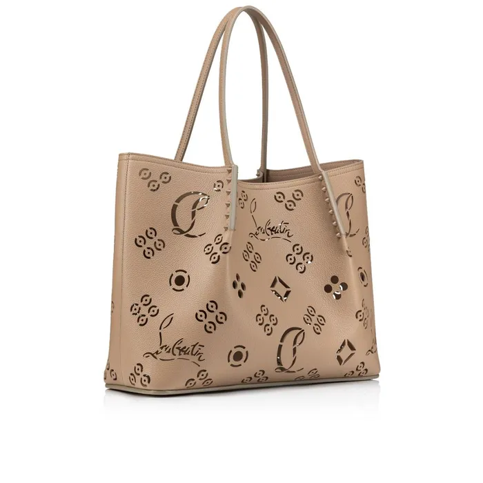 Women Cabarock Large Tote Bag 8211 Perforated Calf Leather Loubinthesky 8211 Roca Brown Christian Louboutin Shoulder Bags