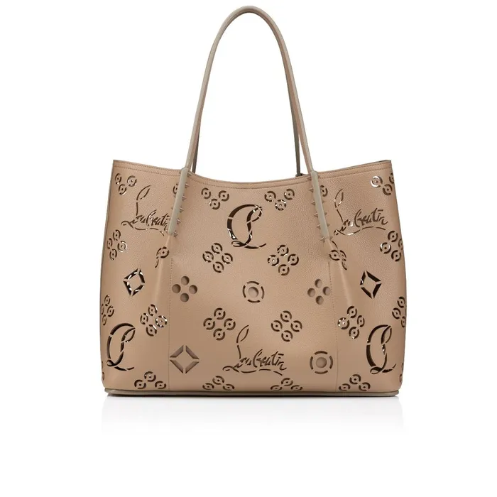 Women Cabarock Large Tote Bag 8211 Perforated Calf Leather Loubinthesky 8211 Roca Brown Christian Louboutin Shoulder Bags