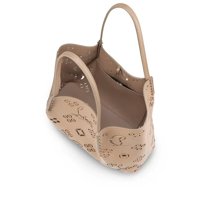 Women Cabarock Large Tote Bag 8211 Perforated Calf Leather Loubinthesky 8211 Roca Brown Christian Louboutin Shoulder Bags