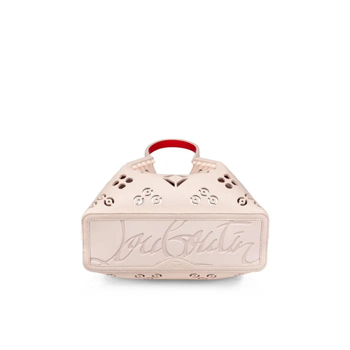 Women Cabarock Mini Tote Bag 8211 Perforated Calf Leather Loubinthesky 8211 Leche Beige Christian Louboutin Mini Bags