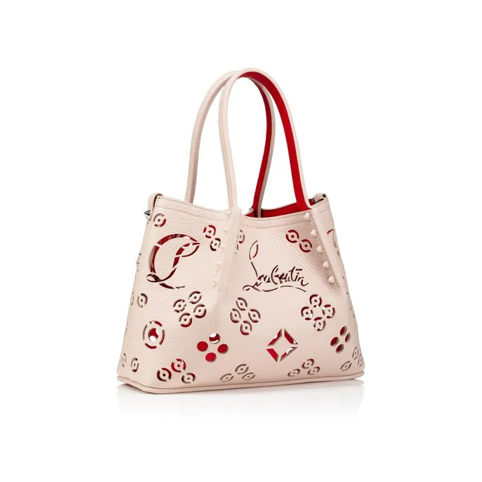 Women Cabarock Mini Tote Bag 8211 Perforated Calf Leather Loubinthesky 8211 Leche Beige Christian Louboutin Mini Bags
