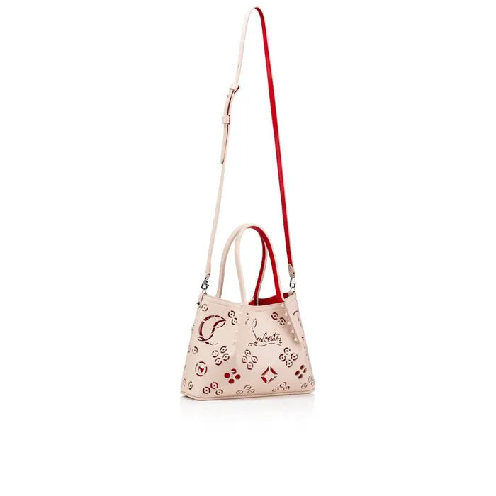 Women Cabarock Mini Tote Bag 8211 Perforated Calf Leather Loubinthesky 8211 Leche Beige Christian Louboutin Mini Bags