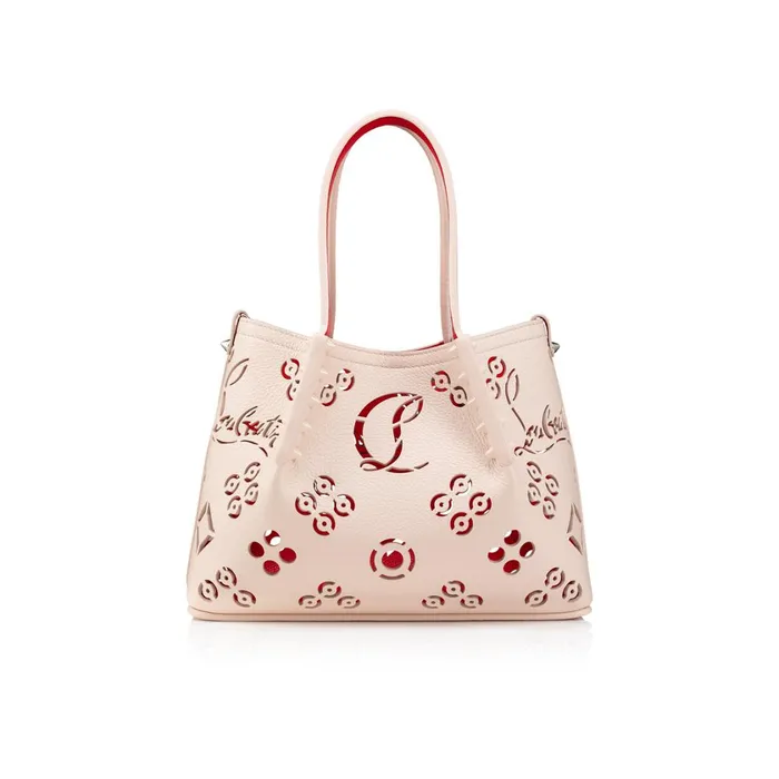 Women Cabarock Mini Tote Bag 8211 Perforated Calf Leather Loubinthesky 8211 Leche Beige Christian Louboutin Mini Bags