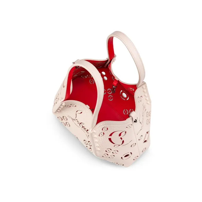 Women Cabarock Mini Tote Bag 8211 Perforated Calf Leather Loubinthesky 8211 Leche Beige Christian Louboutin Mini Bags