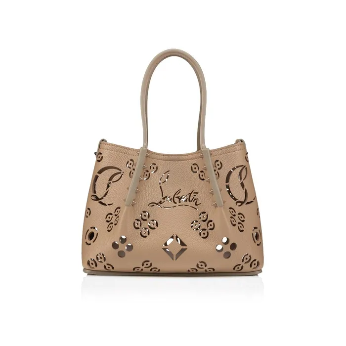 Women Cabarock Mini Tote Bag 8211 Perforated Calf Leather Loubinthesky 8211 Roca Brown Christian Louboutin Shoulder Bags