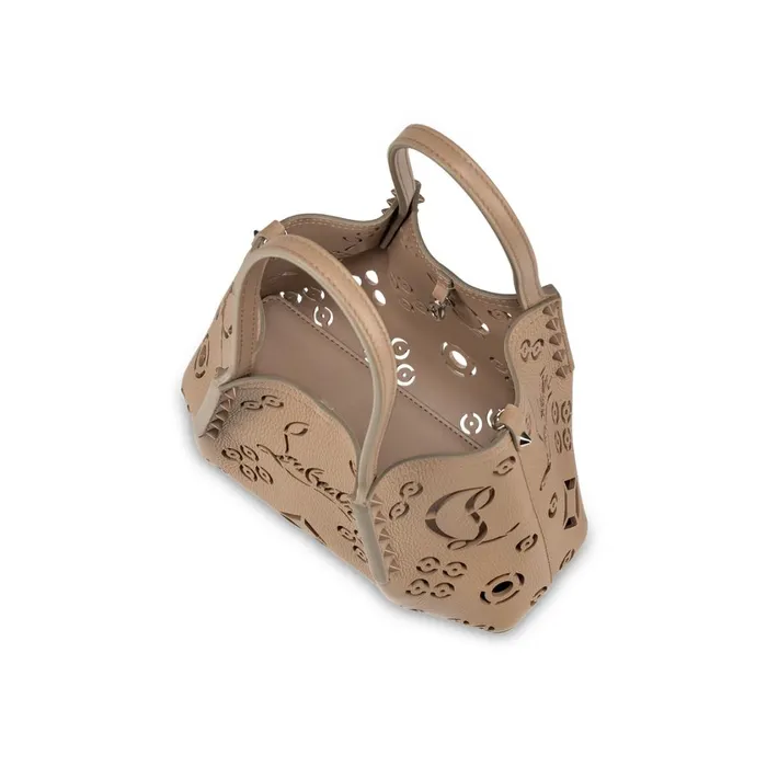 Women Cabarock Mini Tote Bag 8211 Perforated Calf Leather Loubinthesky 8211 Roca Brown Christian Louboutin Shoulder Bags