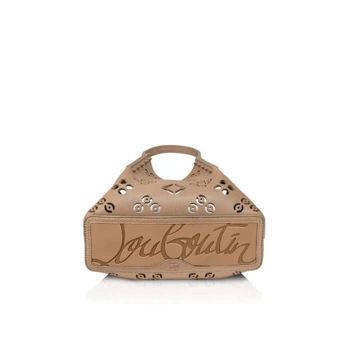 Women Cabarock Mini Tote Bag 8211 Perforated Calf Leather Loubinthesky 8211 Roca Brown Christian Louboutin Shoulder Bags