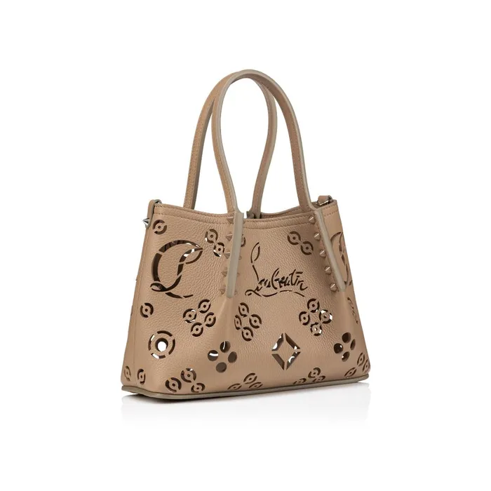 Women Cabarock Mini Tote Bag 8211 Perforated Calf Leather Loubinthesky 8211 Roca Brown Christian Louboutin Shoulder Bags