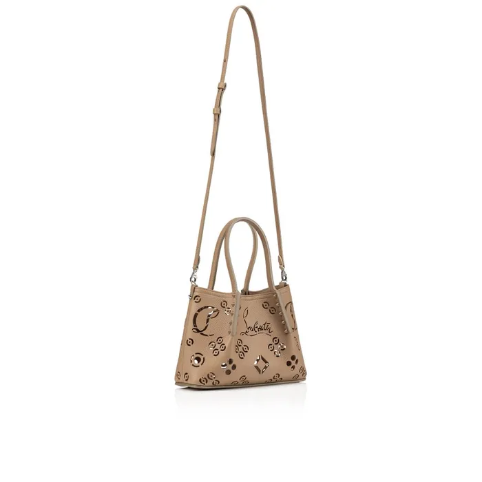 Women Cabarock Mini Tote Bag 8211 Perforated Calf Leather Loubinthesky 8211 Roca Brown Christian Louboutin Shoulder Bags