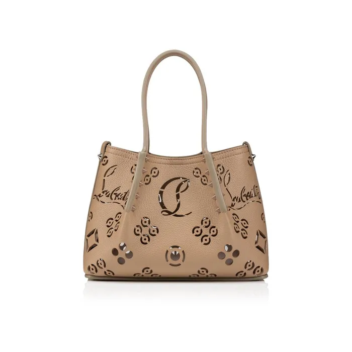 Women Cabarock Mini Tote Bag 8211 Perforated Calf Leather Loubinthesky 8211 Roca Brown Christian Louboutin Shoulder Bags
