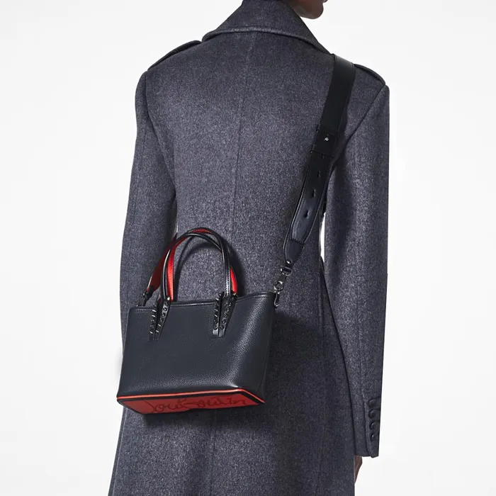 Women Cabata EW Mini Tote Bag 8211 Calf Leather 8211 Black Black Christian Louboutin Mini Bags