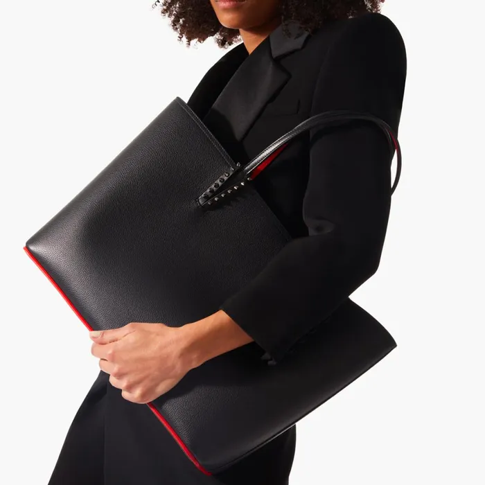 Women Cabata Tote Bag 8211 Calf Leather 8211 Black Black Christian Louboutin Shoulder Bags