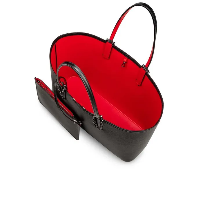 Women Cabata Tote Bag 8211 Calf Leather 8211 Black Black Christian Louboutin Shoulder Bags