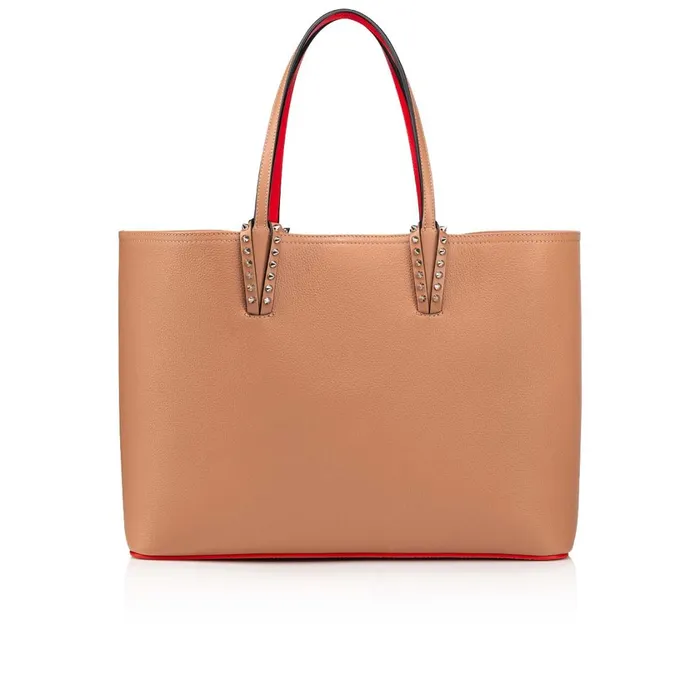 Women Cabata Tote Bag 8211 Grained Calf Leather And Spikes 8211 Nude Nude Christian Louboutin Shoulder Bags Women Cabata Tote Bag 8211 Grained Calf Leather And Spikes 8211 Nude Nude Christian Louboutin Shoulder Bags