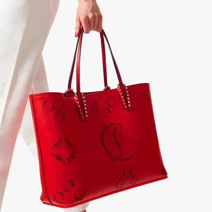 Women Cabata Tote Bag 8211 Perforated Calf Leather Loubinthesky Seville 8211 Ole Red Christian Louboutin Shoulder Bags