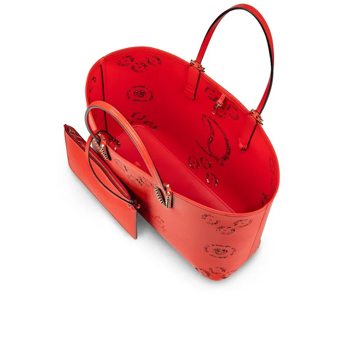 Women Cabata Tote Bag 8211 Perforated Calf Leather Loubinthesky Seville 8211 Ole Red Christian Louboutin Shoulder Bags