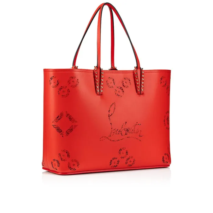 Women Cabata Tote Bag 8211 Perforated Calf Leather Loubinthesky Seville 8211 Ole Red Christian Louboutin Shoulder Bags