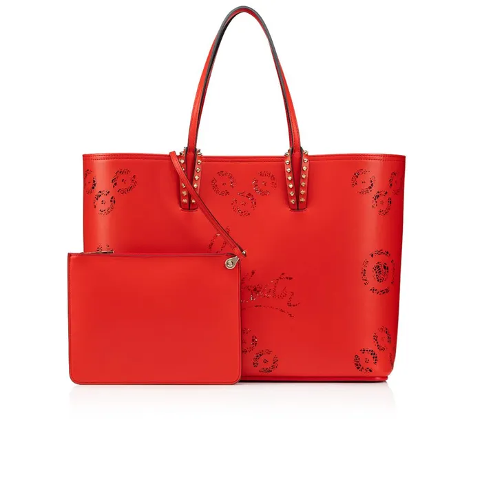 Women Cabata Tote Bag 8211 Perforated Calf Leather Loubinthesky Seville 8211 Ole Red Christian Louboutin Shoulder Bags