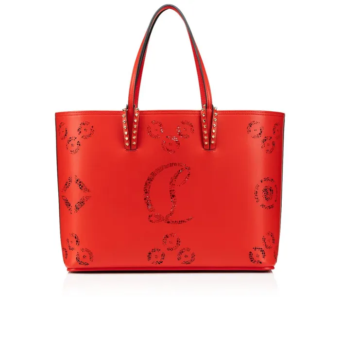 Women Cabata Tote Bag 8211 Perforated Calf Leather Loubinthesky Seville 8211 Ole Red Christian Louboutin Shoulder Bags