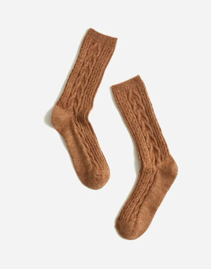 Women CableKnit Trouser Socks Dark Camel Madewell Socks
