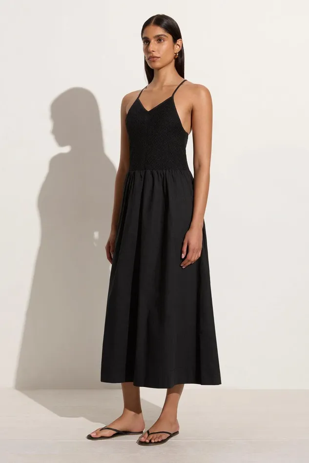 Women Camera Midi Dress Black Faithfull The Brand Dresses Women Camera Midi Dress Black Faithfull The Brand Dresses
