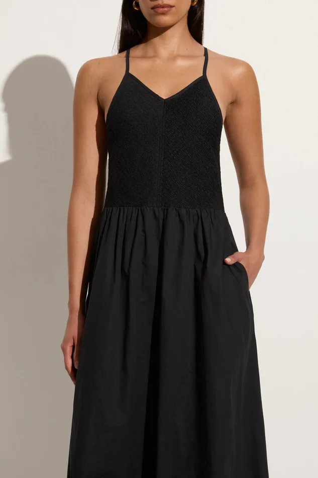 Women Camera Midi Dress Black Faithfull The Brand Dresses Women Camera Midi Dress Black Faithfull The Brand Dresses